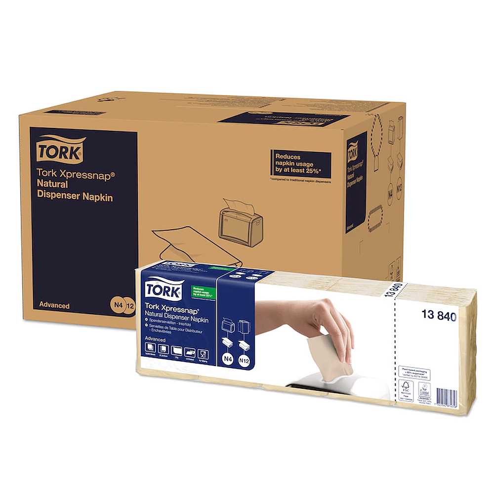 Servetele de masa pentru dispenser Tork Xpressnap Natural, 1 strat, 225 portii, 40 seturi/bax - Image 2