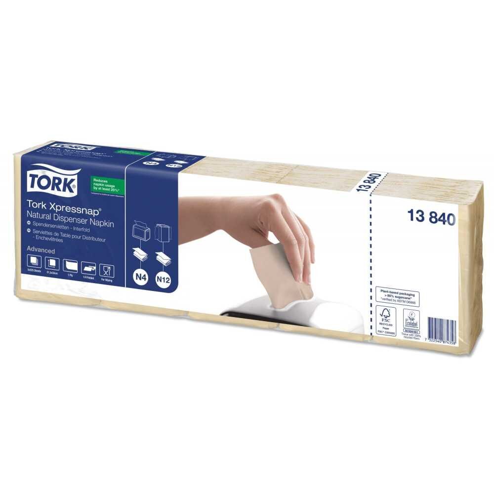 Servetele de masa pentru dispenser Tork Xpressnap Natural, 1 strat, 225 portii, 40 seturi/bax